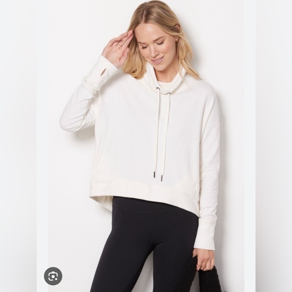 Sweaty Betty Tops - SWEATY BETTY Medium Harmonise Pullover Cowl Neck Thumb Holes Draw String IVORY